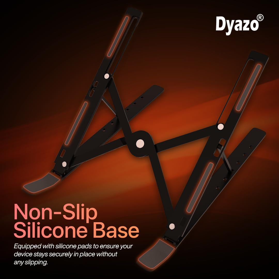 6 Angle Foldable & Portable Laptop Riser Stand Made with Aluminum Alloy |Compatible for Dell, Mac Book Air/Pro, Lenovo Acer Hp Asus & Other Laptop from 11.6 inch to 15.6 Inches- Black
