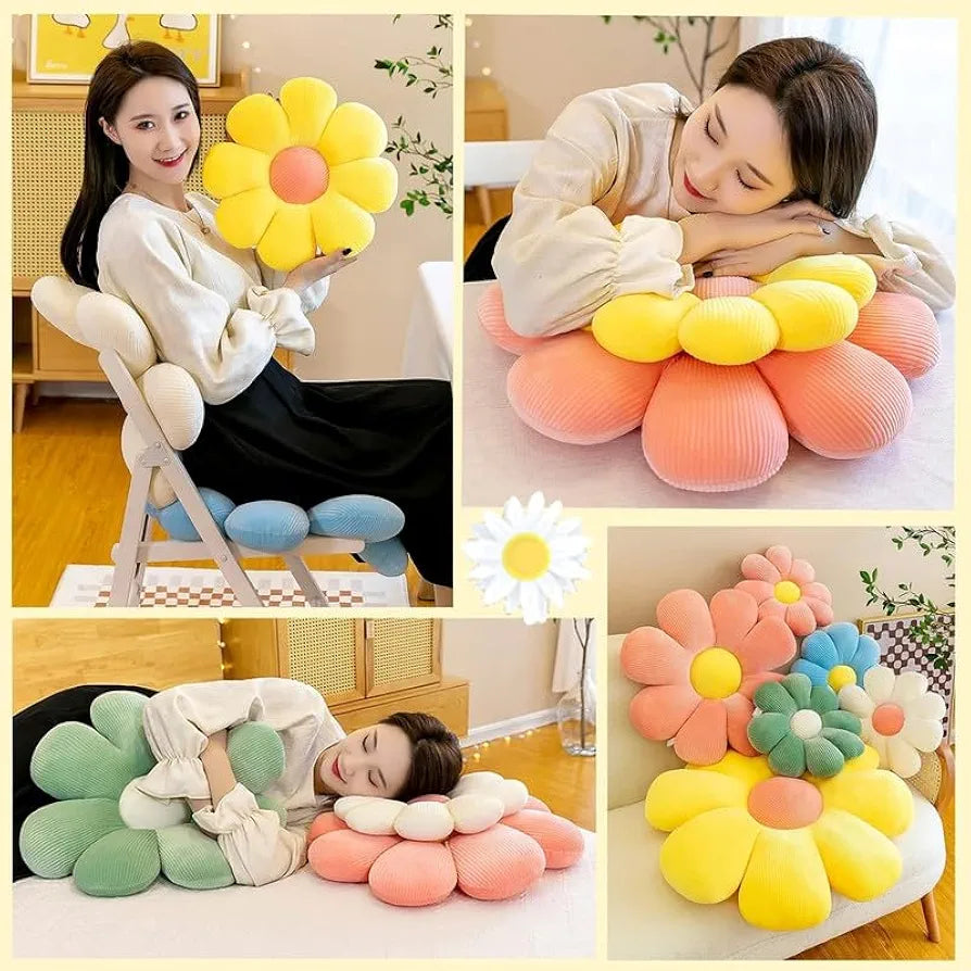 RVA Cute Sunflower Shaped Throw Pillows Preppy Decorative Pillows Cushion for Girls Bed Room Couch Sofa Chair Aesthetic Decor