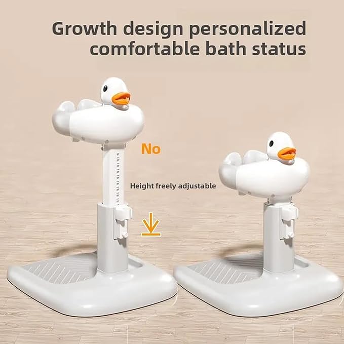 Baby Bath Tub with Stand, Baby Hug Bath Tower for Standing Up Themselves, 0-48 Months Adjustable Size Toddler Shower Stand Support, Durable Baby Bath Aid, Free Mother Hands
