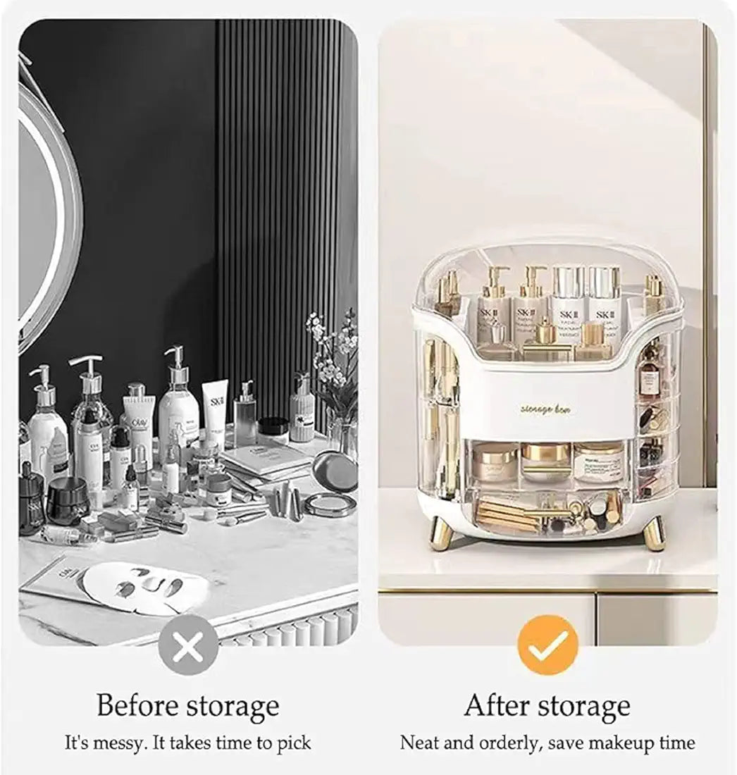 YAGVIZ Makeup Organiser Storage Box for Countertop Cosmetics, Skincare and Beauty Case with Clear Lid Display for Easy Visibility and Drawers for Vanity, Dresser