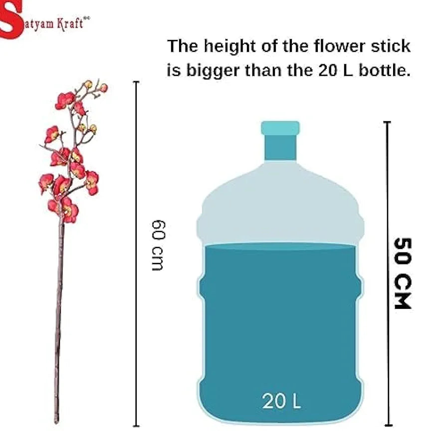 SATYAM KRAFT 3 Sticks Artificial Blossom Flower Bouquet Sticks for Home Decor, Bedroom, Living Room, Table, Balcony, Office, Wedding, Pooja, Anniversary Decorations – White 