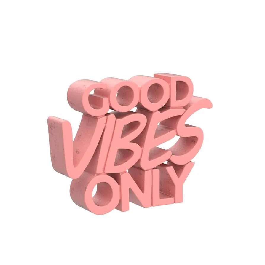 NUKKAD TALES Good Vibes Only Peach Showpiece for Home & Office - Engineered Wood Quirky Accent for Birthdays, Corporate Gifts, and Inspirational Wall Decor - Desk or Shelf Décor