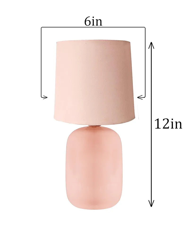 Homesake® Modern Small Ceramic Table Lamp, Classic Bedside Desk lamp for Living Room Bedroom, Farmhouse Nightstand Lamps with Pink Fabric Shade 
