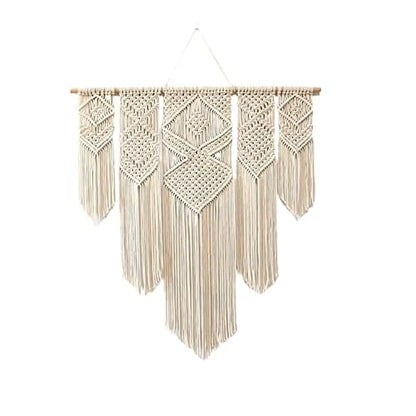 Dxyz Extra Large Macrame Cotton Rope Handmade Wall Hanging Tapestry, Abstract, Beige - 96.52 Cm
