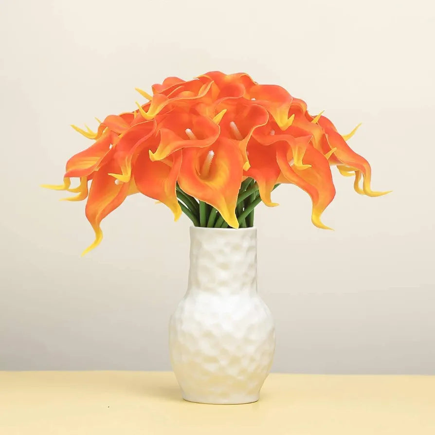 Tied Ribbons 10 Pcs Artificial Calla Lily Flowers Bunch For Vase&Flower Pots  Home Decor Item For Living Room Centerpiece Corner Table Decorations  - Silk