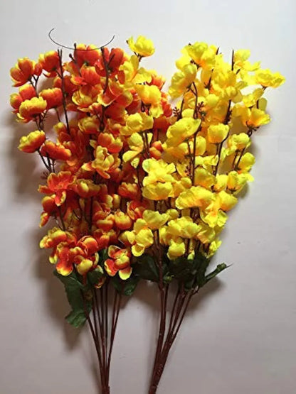 Coolkart Beautiful Orchid Cherry Peach Blossom Flower Bunch for Vase for Home Decor, Office Decor, Hotel  - Set of 2, 14 Sticks