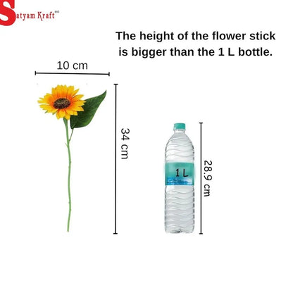 SATYAM KRAFT 1 Pcs Artificial Sunflowers Stick Bunch | Realistic Look & Charming Flowers | 6 Heads Bouquet for Home Decor, Bedroom, Balcony, Wedding  ,Fabric