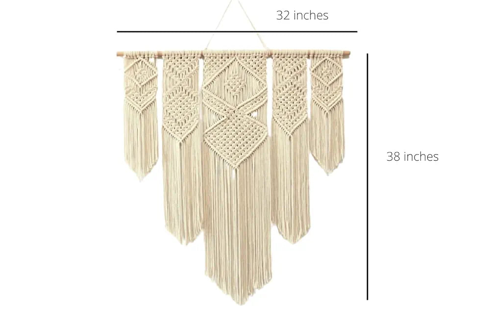 Dxyz Extra Large Macrame Cotton Rope Handmade Wall Hanging Tapestry, Abstract, Beige - 96.52 Cm
