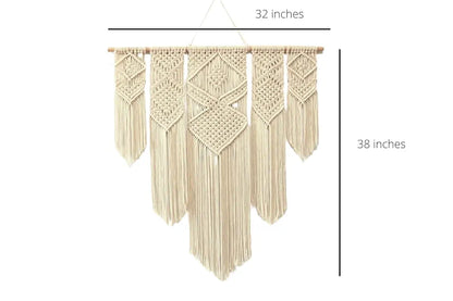 Dxyz Extra Large Macrame Cotton Rope Handmade Wall Hanging Tapestry, Abstract, Beige - 96.52 Cm