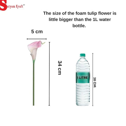 SATYAM KRAFT 10 Pcs Artificial Tulip Flowers Bunches for Vase, Home Decoration Items, Table Top, Bedroom, Office, Living Room Corner, Wedding, Party Decorative Gift Set  