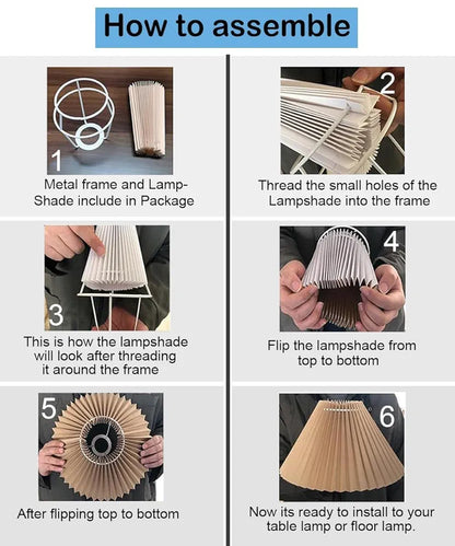 Homesake®Retro Down to The Wire Metal Table Lamp with Fabric Shade, Bedside Lamp Gift Housewarming Home Living Room, Pleated Shade 