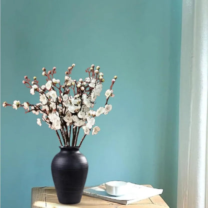 SATYAM KRAFT 3 Sticks Artificial Blossom Flower Bouquet Sticks for Home Decor, Bedroom, Living Room, Table, Balcony, Office, Wedding, Pooja, Anniversary Decorations – White 