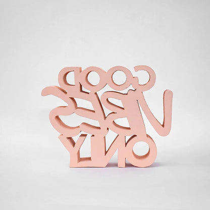 NUKKAD TALES Good Vibes Only Peach Showpiece for Home & Office - Engineered Wood Quirky Accent for Birthdays, Corporate Gifts, and Inspirational Wall Decor - Desk or Shelf Décor