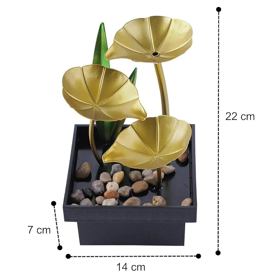 NISHIV Tabletop Fountains Metal Water Fountain Home Decor Ornaments with Waterfall Desktop Leaf Fountains Deep Basin&Natural River Rocks Indoor Zen Relaxation for Decor Office Bedroom 