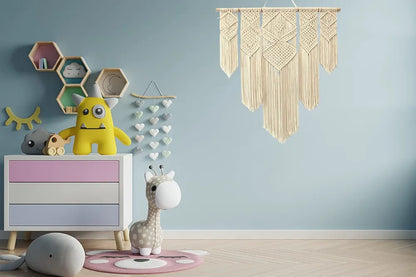 Dxyz Extra Large Macrame Cotton Rope Handmade Wall Hanging Tapestry, Abstract, Beige - 96.52 Cm