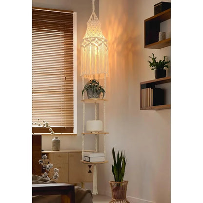 ecofynd Cotton 3 Tier Plant Hanger with Macrame Chandelier, Indoor Outdoor Handmade Boho Hanging Lamp Hanging Planter Flower Pot Holder, Style Decorative Rope for Home, Office, Balcony, Window