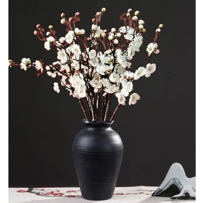 SATYAM KRAFT 3 Sticks Artificial Blossom Flower Bouquet Sticks for Home Decor, Bedroom, Living Room, Table, Balcony, Office, Wedding, Pooja, Anniversary Decorations – White 