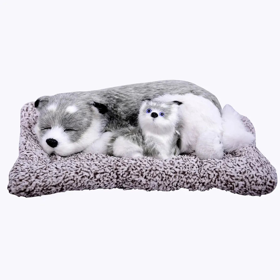 MOTOZOOP ® Car Dashboard Puppy car Accessories car Interior Decoration Home Decor, Office Decor Large Gray White Awake 