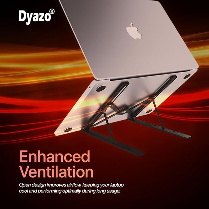 6 Angle Foldable & Portable Laptop Riser Stand Made with Aluminum Alloy |Compatible for Dell, Mac Book Air/Pro, Lenovo Acer Hp Asus & Other Laptop from 11.6 inch to 15.6 Inches- Black