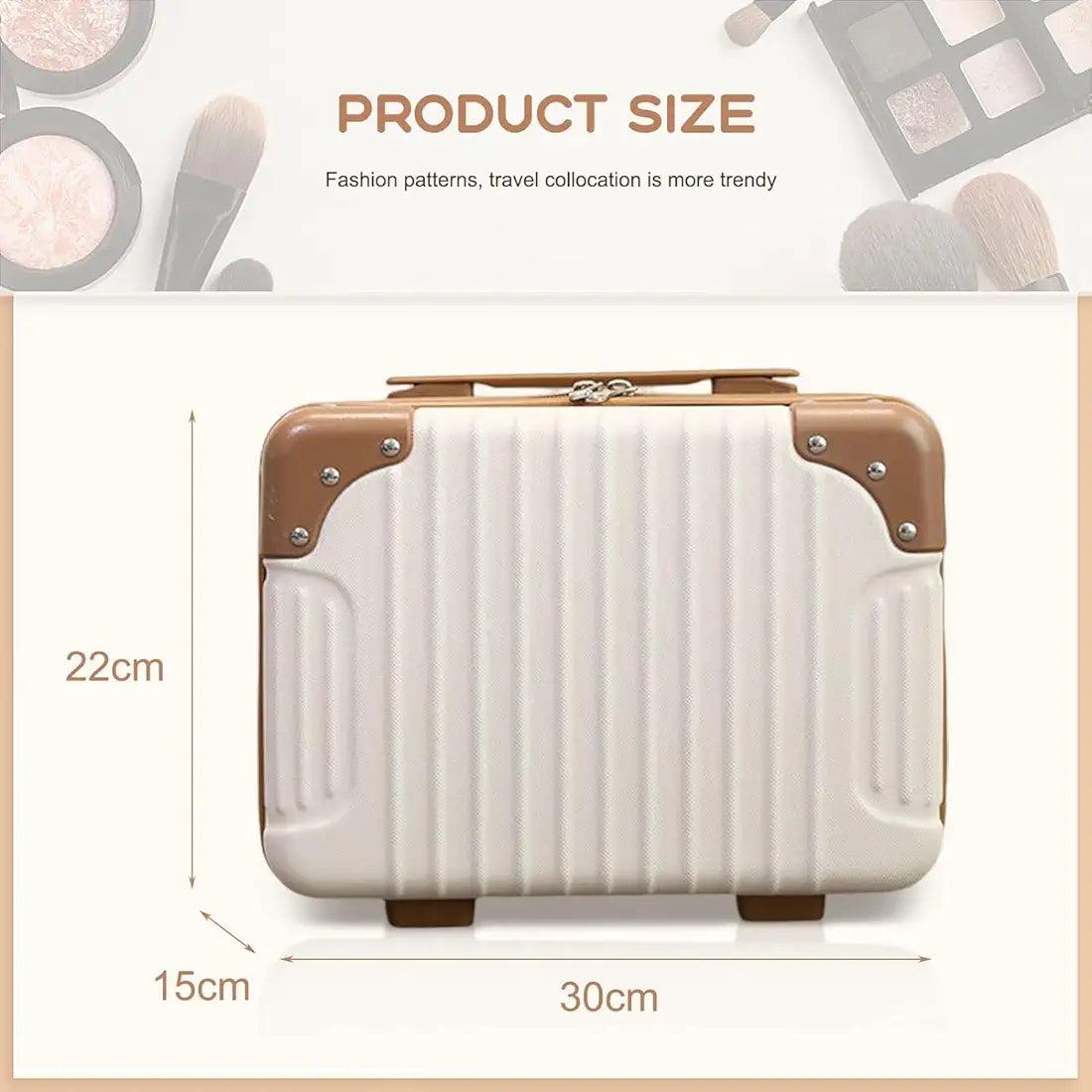 Yagzon ABS Hard Shell Cosmetic Travel Hand Luggage Portable Carrying Makeup Case Suitcase Organizer Box Vanity Mini Suitcase 14'' Books, Bottles, Clothes, Small Accessory Bag, 30 cm, No Wheels, Brown