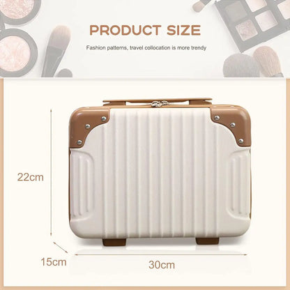 Yagzon ABS Hard Shell Cosmetic Travel Hand Luggage Portable Carrying Makeup Case Suitcase Organizer Box Vanity Mini Suitcase 14'' Books, Bottles, Clothes, Small Accessory Bag, 30 cm, No Wheels, Brown