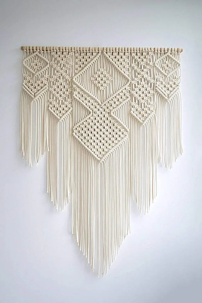 Dxyz Extra Large Macrame Cotton Rope Handmade Wall Hanging Tapestry, Abstract, Beige - 96.52 Cm