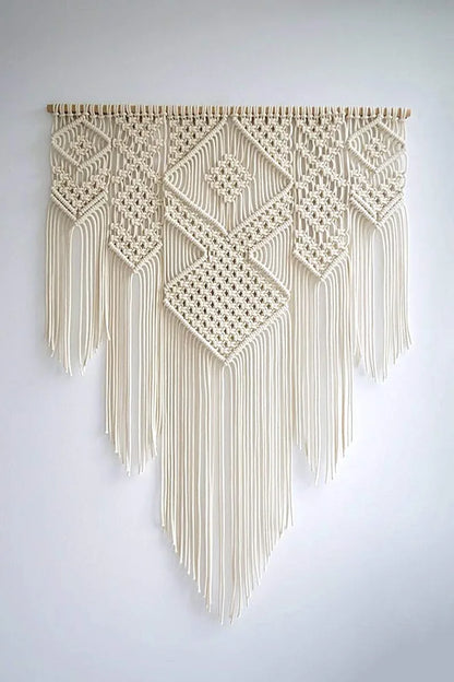 Dxyz Extra Large Macrame Cotton Rope Handmade Wall Hanging Tapestry, Abstract, Beige - 96.52 Cm