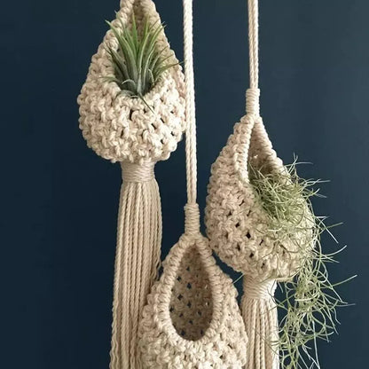 Urooz Macrame Cotton Boho Plant Hanger Rope Flower Pot Holder For Indoor Outdoor Balcony Gardening  