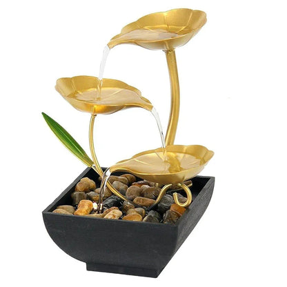 NISHIV Tabletop Fountains Metal Water Fountain Home Decor Ornaments with Waterfall Desktop Leaf Fountains Deep Basin&Natural River Rocks Indoor Zen Relaxation for Decor Office Bedroom 
