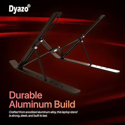 6 Angle Foldable & Portable Laptop Riser Stand Made with Aluminum Alloy |Compatible for Dell, Mac Book Air/Pro, Lenovo Acer Hp Asus & Other Laptop from 11.6 inch to 15.6 Inches- Black
