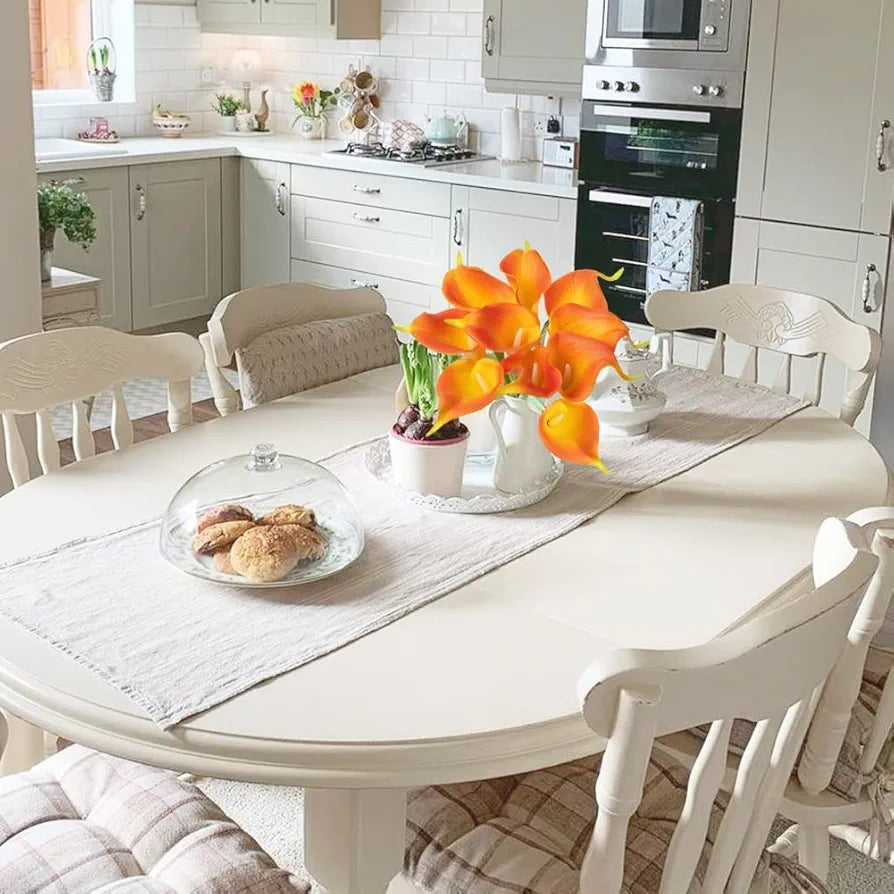 Tied Ribbons 10 Pcs Artificial Calla Lily Flowers Bunch For Vase&Flower Pots  Home Decor Item For Living Room Centerpiece Corner Table Decorations  - Silk