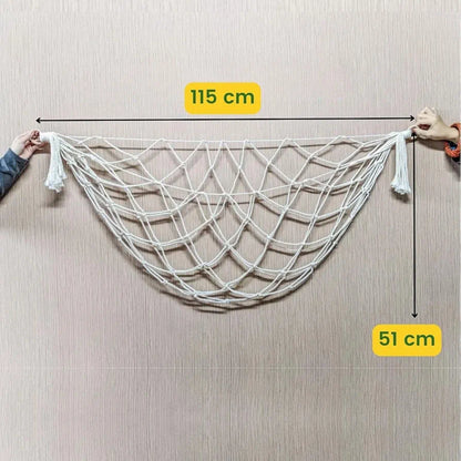 ecofynd Stuffed Animal Toy Hammock, Hanging Cotton Organizer Storage for Soft Toys, Boho Large Corner Plush Toys, Net Holder for Nursery Kids, Play Room, Bedroom, Kid Room 