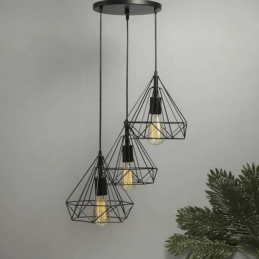 Homesake Hanging Light Diamond Cluster-Modern Ceiling Pendant Light for Home Decoration, Living Room,Bedroom, and Dining Room, Stylish Chandelier, Contemporary Interior Design, Pack of 1, 