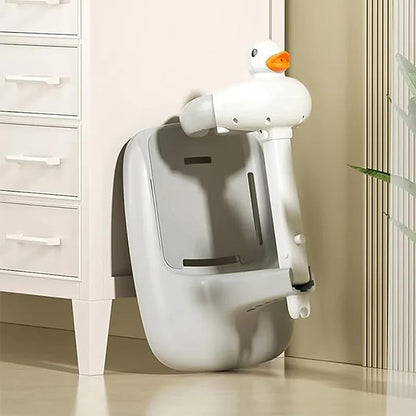 Baby Bath Tub with Stand, Baby Hug Bath Tower for Standing Up Themselves, 0-48 Months Adjustable Size Toddler Shower Stand Support, Durable Baby Bath Aid, Free Mother Hands