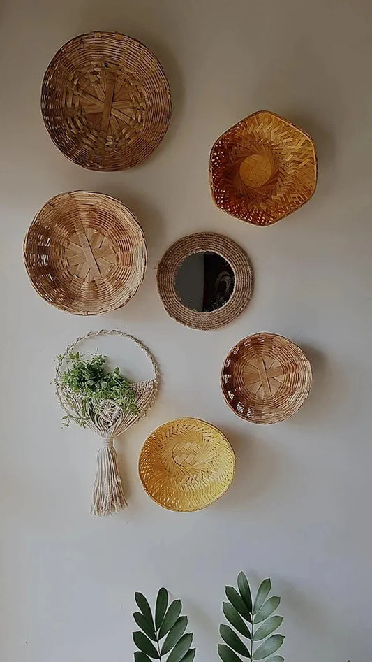 Zippy Flora Wall Basket Combo + Macrame Plant Hanger For Home Decor , Multicolor