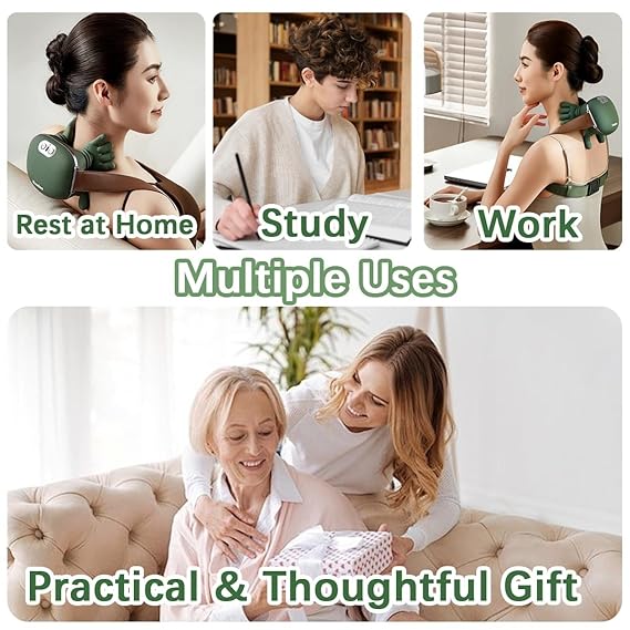 Shoulder and Neck Massager, Neck Massager for Pain Relief Deep Tissue with Two-Speed Temperature Adjustment Dual