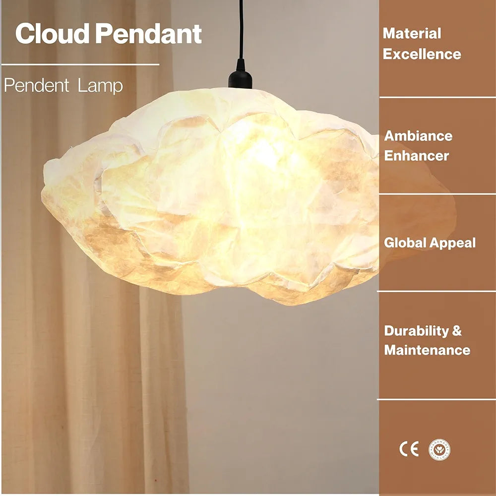 FIG Living Cloud Pendant Lamp for Living Room, Bedroom, Dining & Study | 57 x 17 x 22 cm | Specially Handcrafted Synthetic Material | Dreamy Ambient Lighting | Modern Ceiling Chandelier 