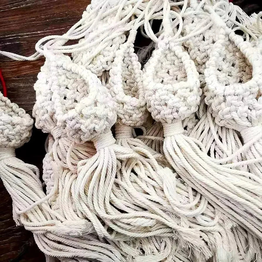 Urooz Macrame Cotton Boho Plant Hanger Rope Flower Pot Holder For Indoor Outdoor Balcony Gardening  