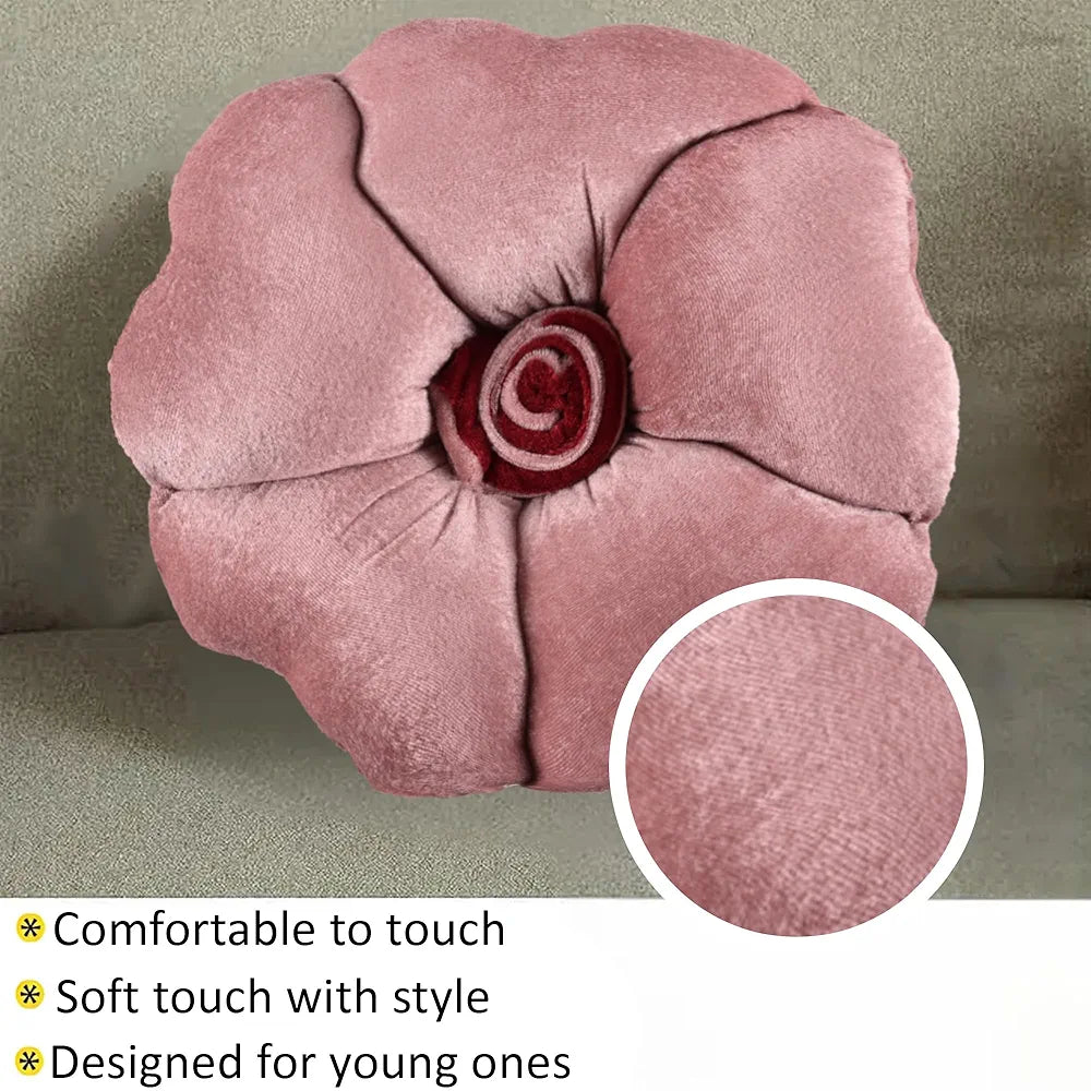 Kuber Industries Pack of 2 Rose Shape 13 Inches Decorative Plushie Cushions for Sofa & Bed | Head Rest & Soft Cushion Pillow for Car & Room Decoration | Rose Pink