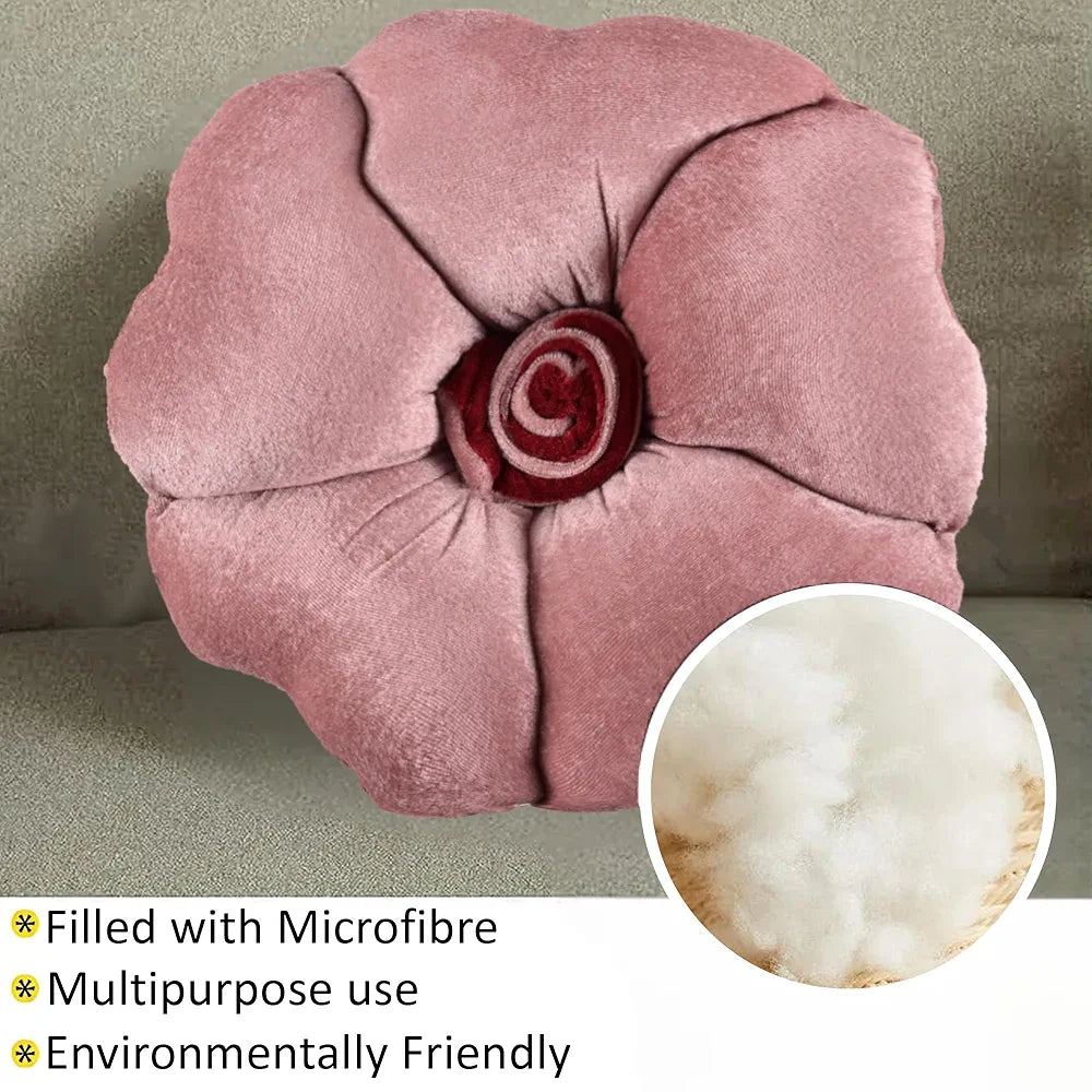 Kuber Industries Pack of 2 Rose Shape 13 Inches Decorative Plushie Cushions for Sofa & Bed | Head Rest & Soft Cushion Pillow for Car & Room Decoration | Rose Pink