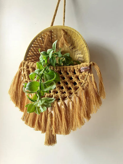 Zippy Flora Handmade Macrame Basket for Plants Perfect for Living Room/Home Decor/Boho Corners/Garden & Green Spaces 