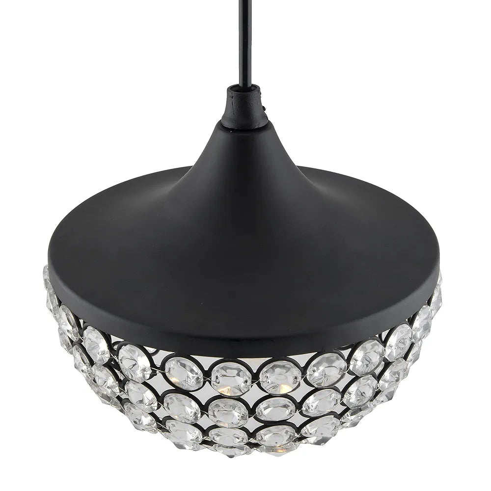 Homesake Crystal Pendant Light - Modern Black Hanging Ceiling Lamp with Sparkling Crystals, Decorative Lighting for Dining Room, Living Room, Bedroom, Kitchen Island - Elegant Chandelier Style