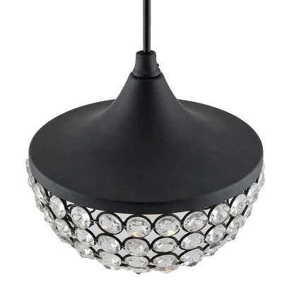 Homesake Crystal Pendant Light - Modern Black Hanging Ceiling Lamp with Sparkling Crystals, Decorative Lighting for Dining Room, Living Room, Bedroom, Kitchen Island - Elegant Chandelier Style