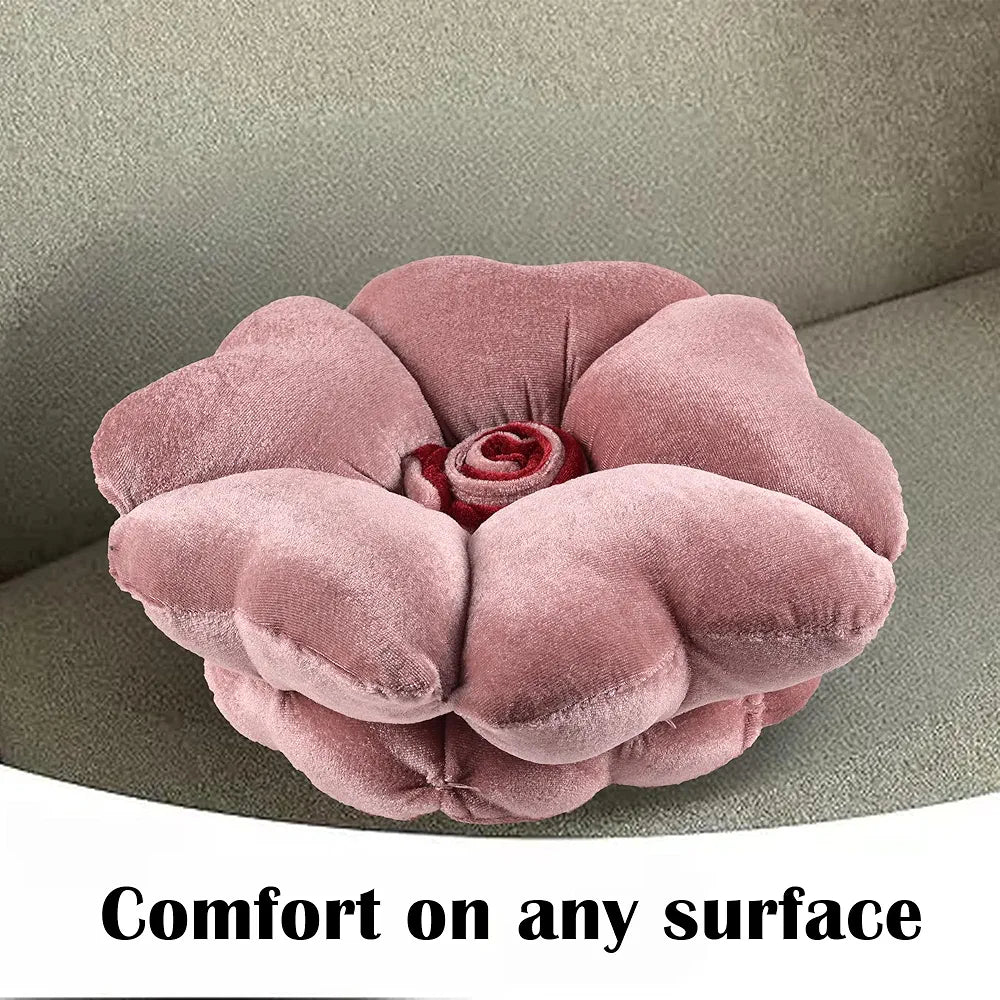 Kuber Industries Pack of 2 Rose Shape 13 Inches Decorative Plushie Cushions for Sofa & Bed | Head Rest & Soft Cushion Pillow for Car & Room Decoration | Rose Pink
