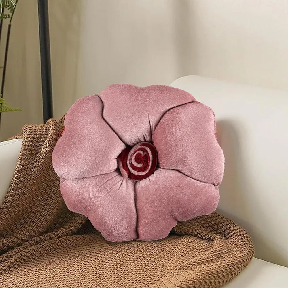 Kuber Industries Pack of 2 Rose Shape 13 Inches Decorative Plushie Cushions for Sofa & Bed | Head Rest & Soft Cushion Pillow for Car & Room Decoration | Rose Pink
