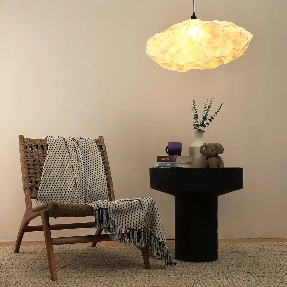 FIG Living Cloud Pendant Lamp for Living Room, Bedroom, Dining & Study | 57 x 17 x 22 cm | Specially Handcrafted Synthetic Material | Dreamy Ambient Lighting | Modern Ceiling Chandelier 