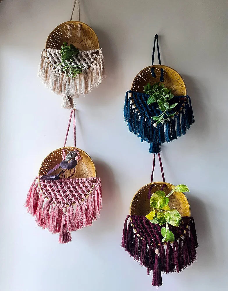 Zippy Flora Handmade Macrame Basket for Plants Perfect for Living Room/Home Decor/Boho Corners/Garden & Green Spaces 
