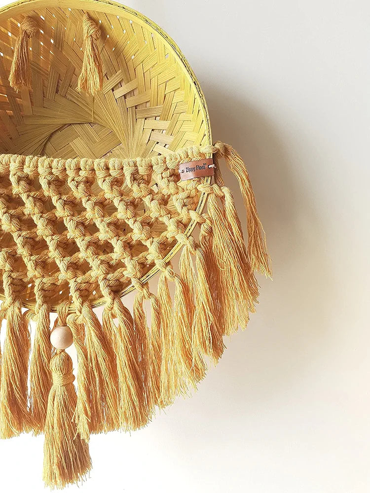 Zippy Flora Handmade Macrame Basket for Plants Perfect for Living Room/Home Decor/Boho Corners/Garden & Green Spaces 