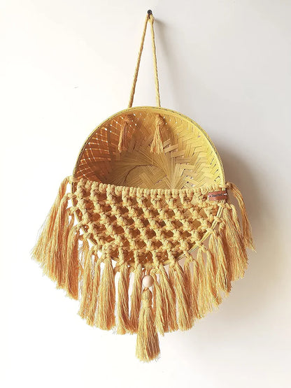 Zippy Flora Handmade Macrame Basket for Plants Perfect for Living Room/Home Decor/Boho Corners/Garden & Green Spaces 